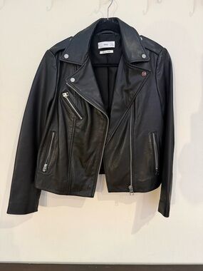 Mango Black Leather Biker Jacket
